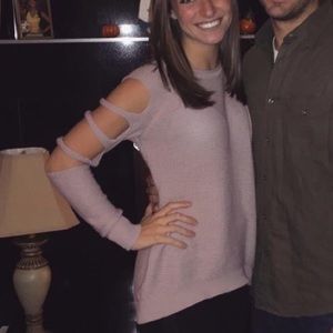 Pink Express Sweater with Cut-out Sleeves